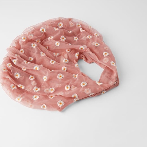 Zara pink embroidered tulle bucket bag - Picture 3 of 7